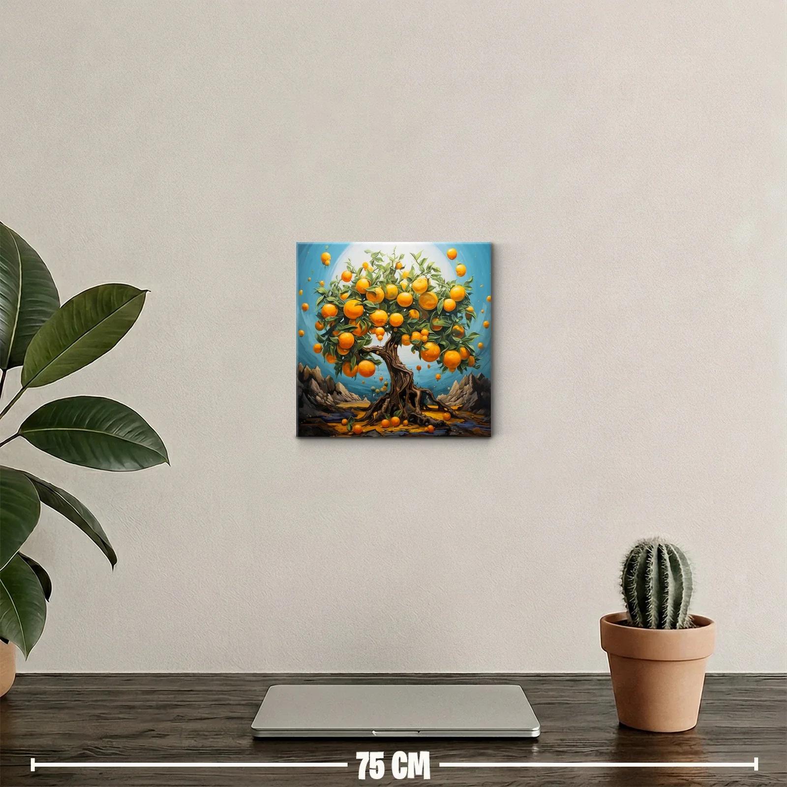 Árbol de naranjas vibrante con paisaje surrealista — miniatura 2