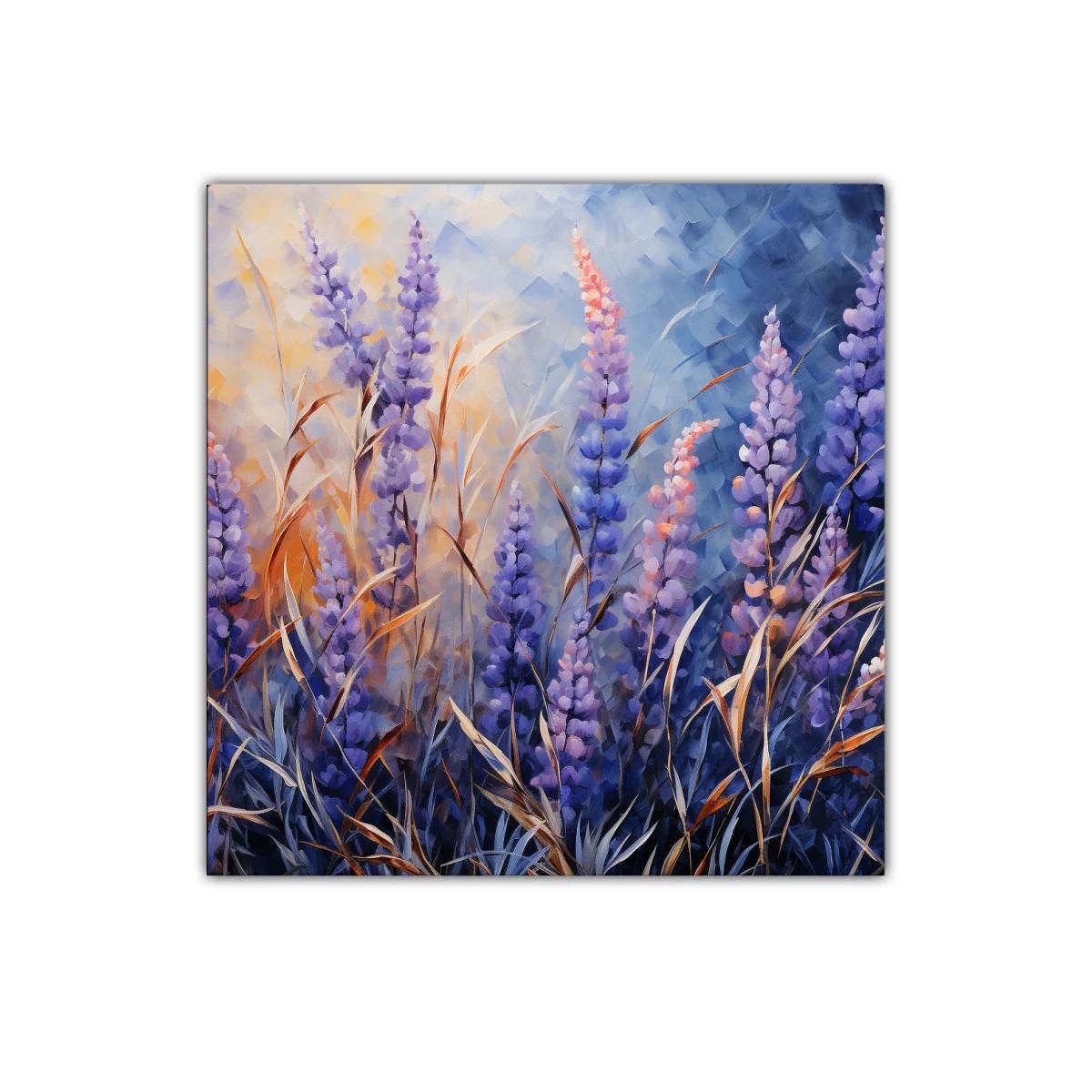 Cuadro floral con tonos violeta y azul suave — imagen principal