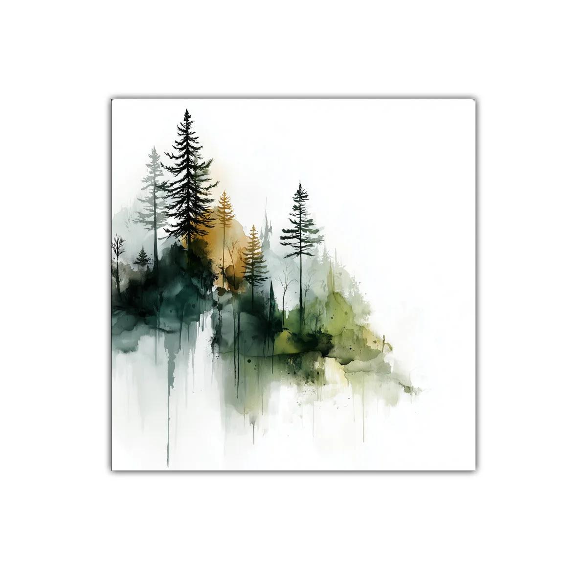 Bosque abstracto en tonos verdes y ocres para decorar — imagen principal