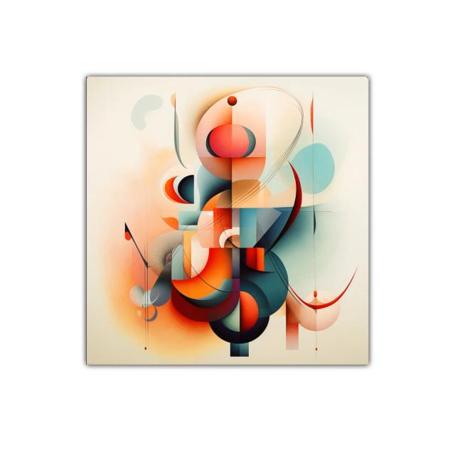 Abstracción geométrica en tonos cálidos y fríos equilibrados