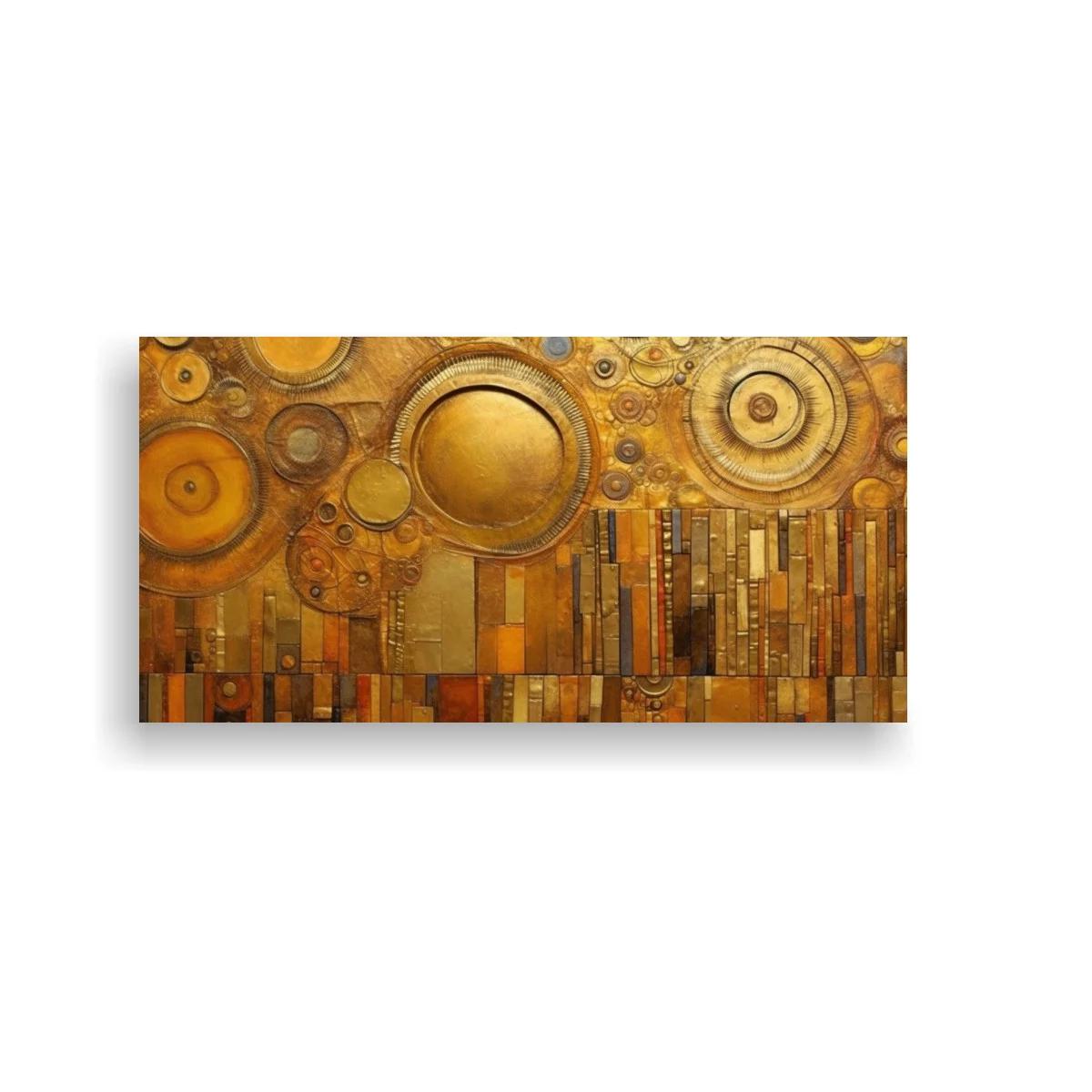 Cuadro círculos geométricos dorados con mosaico abstracto