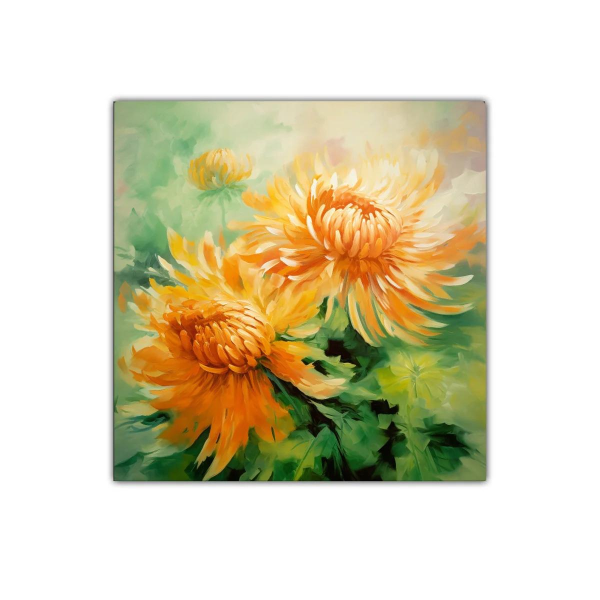 Cuadro decorativo con flores grandes en tonos cálidos — imagen principal