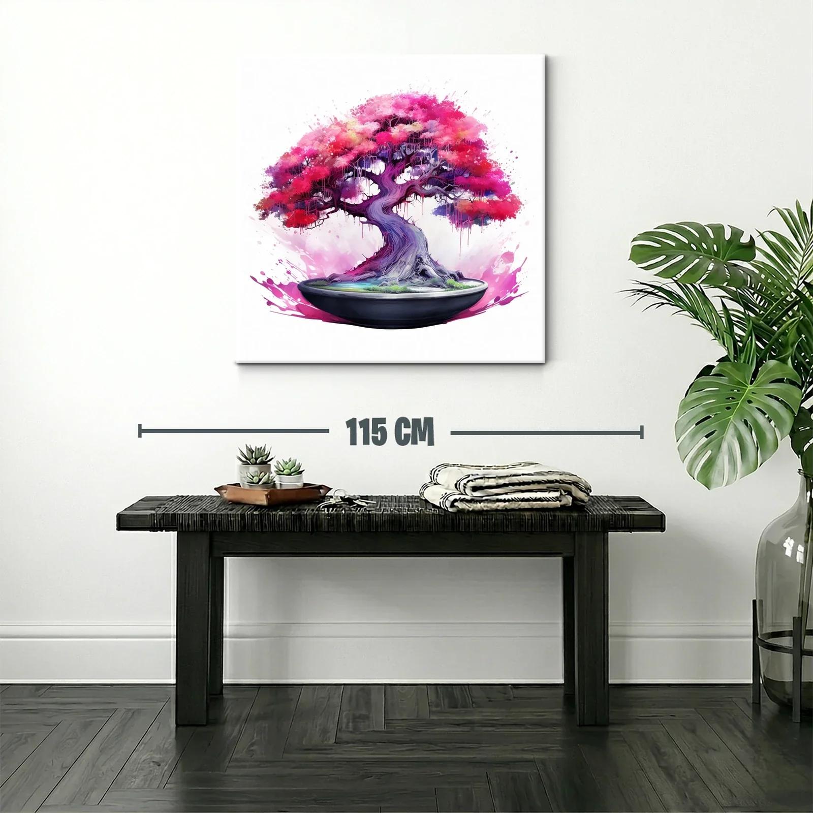 Arbol de bonsái fucsia y morado vibrante en maceta elegante — miniatura 2