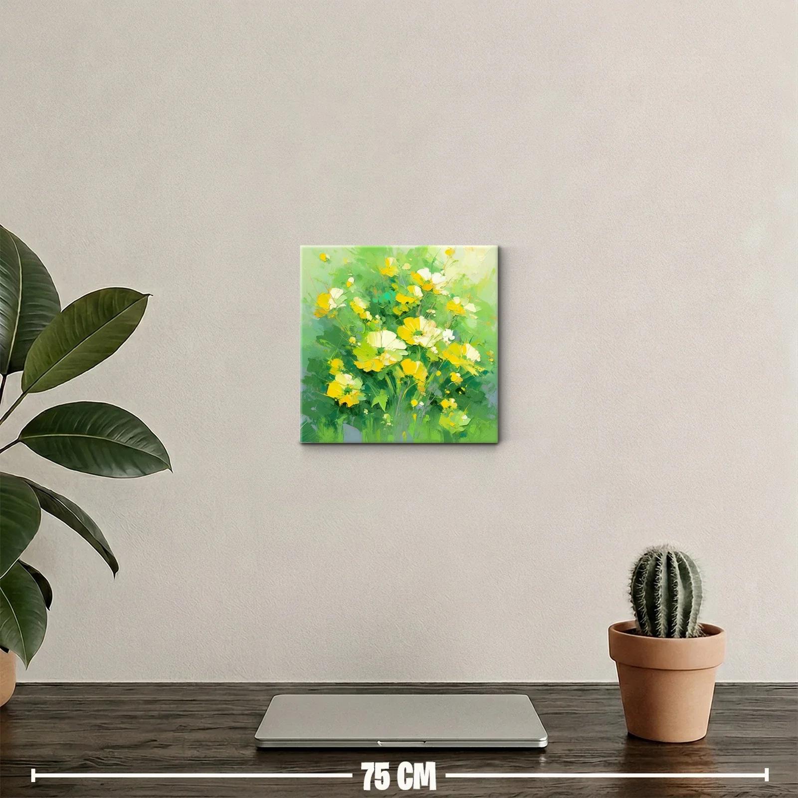 Ramo de flores amarillas sobre fondo verde vibrante — miniatura 2