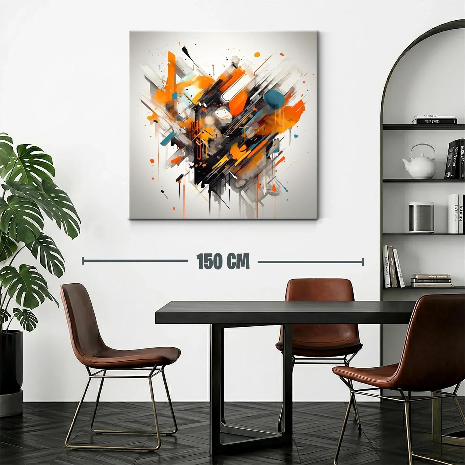 Cuadro abstracto con explosión de tonos cálidos y contrastes vibrantes — miniatura 2