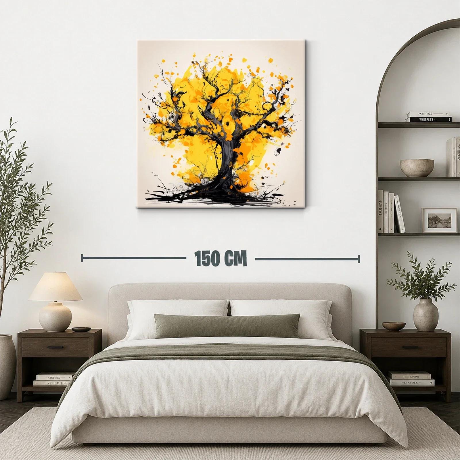 Árbol vibrante con hojas doradas en composición expresiva — miniatura 3