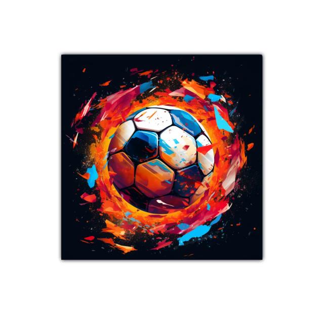 Cuadro decorativo balón de fútbol en llamas vibrantes