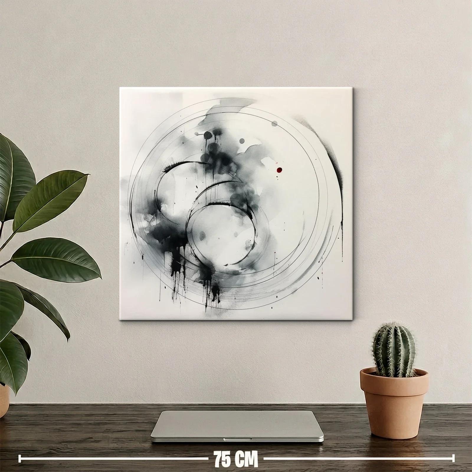 Composición abstracta con círculos en tonos grises y negros — miniatura 2