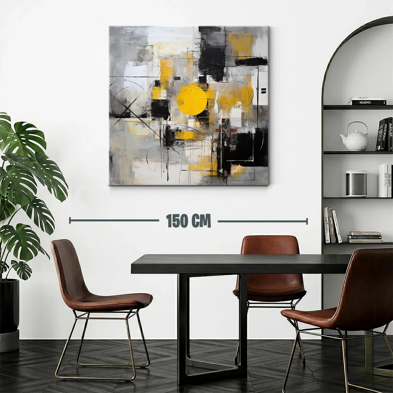 Composición abstracta con círculos y tonos grises y amarillos — miniatura 2