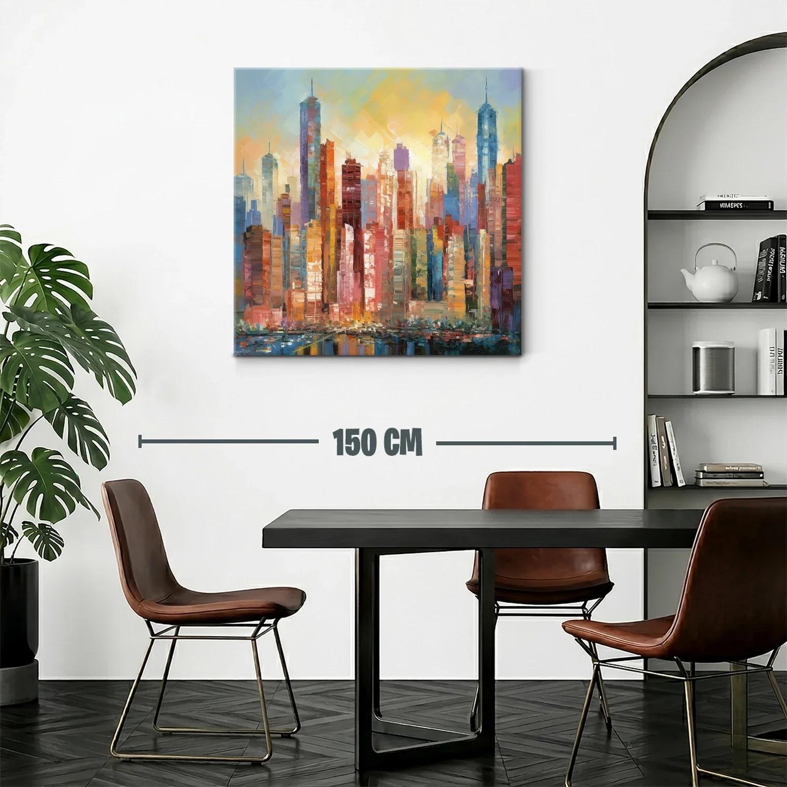 Paisaje urbano vibrante con tonos cálidos y fríos equilibrados — miniatura 2