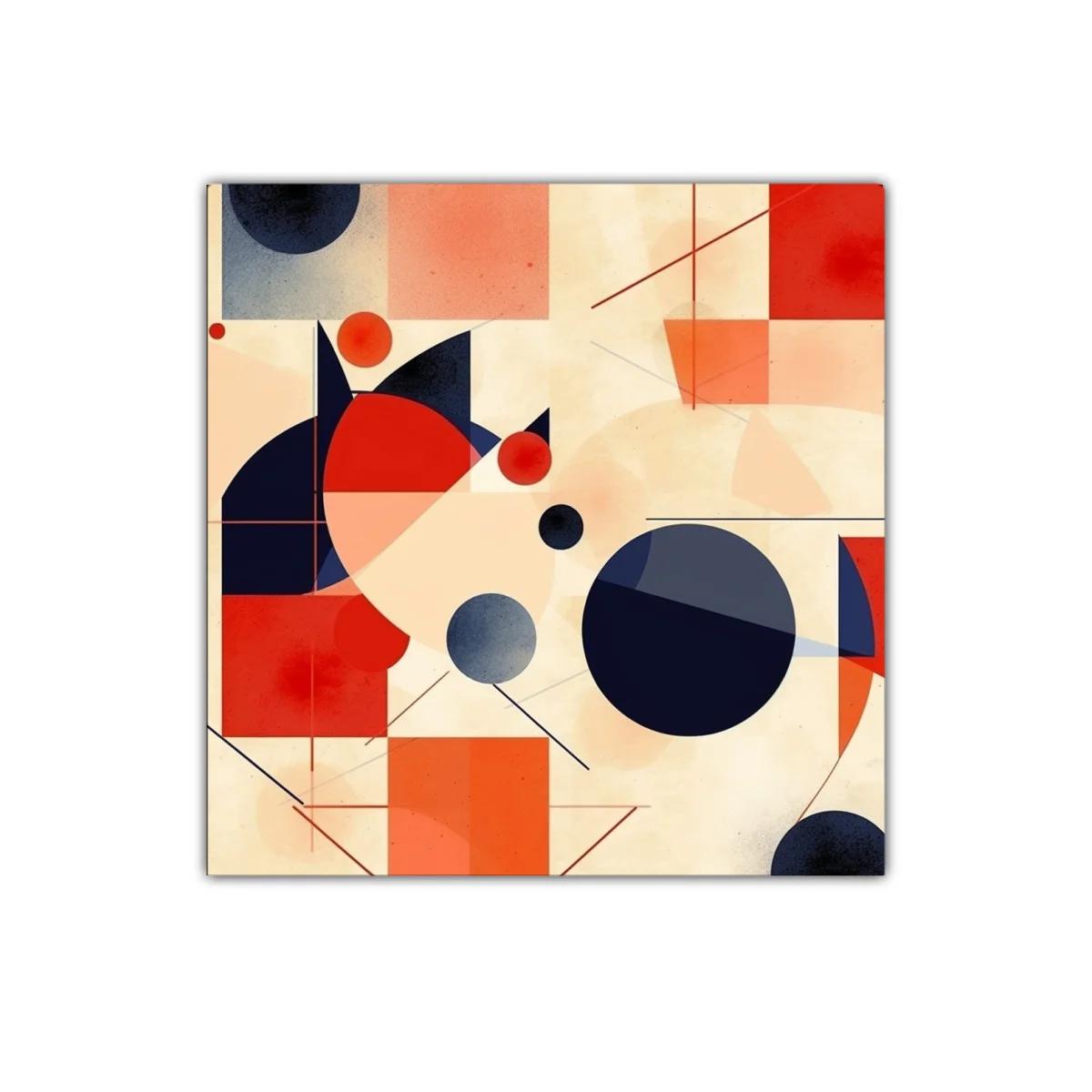 Composición geométrica con círculos y cuadrados en tonos cálidos — imagen principal