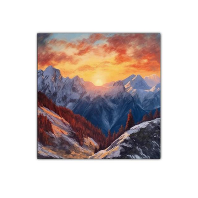 Atardecer en Montañas con Colores Cálidos y Fríos