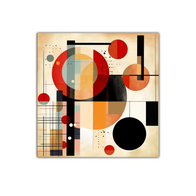 Composición abstracta con círculos y líneas geométricas