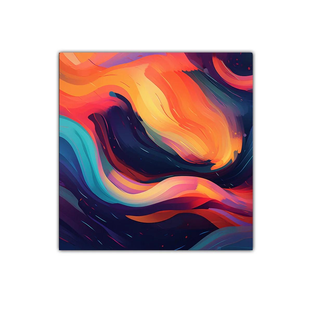 Cuadro abstracto con formas fluidas y colores vibrantes