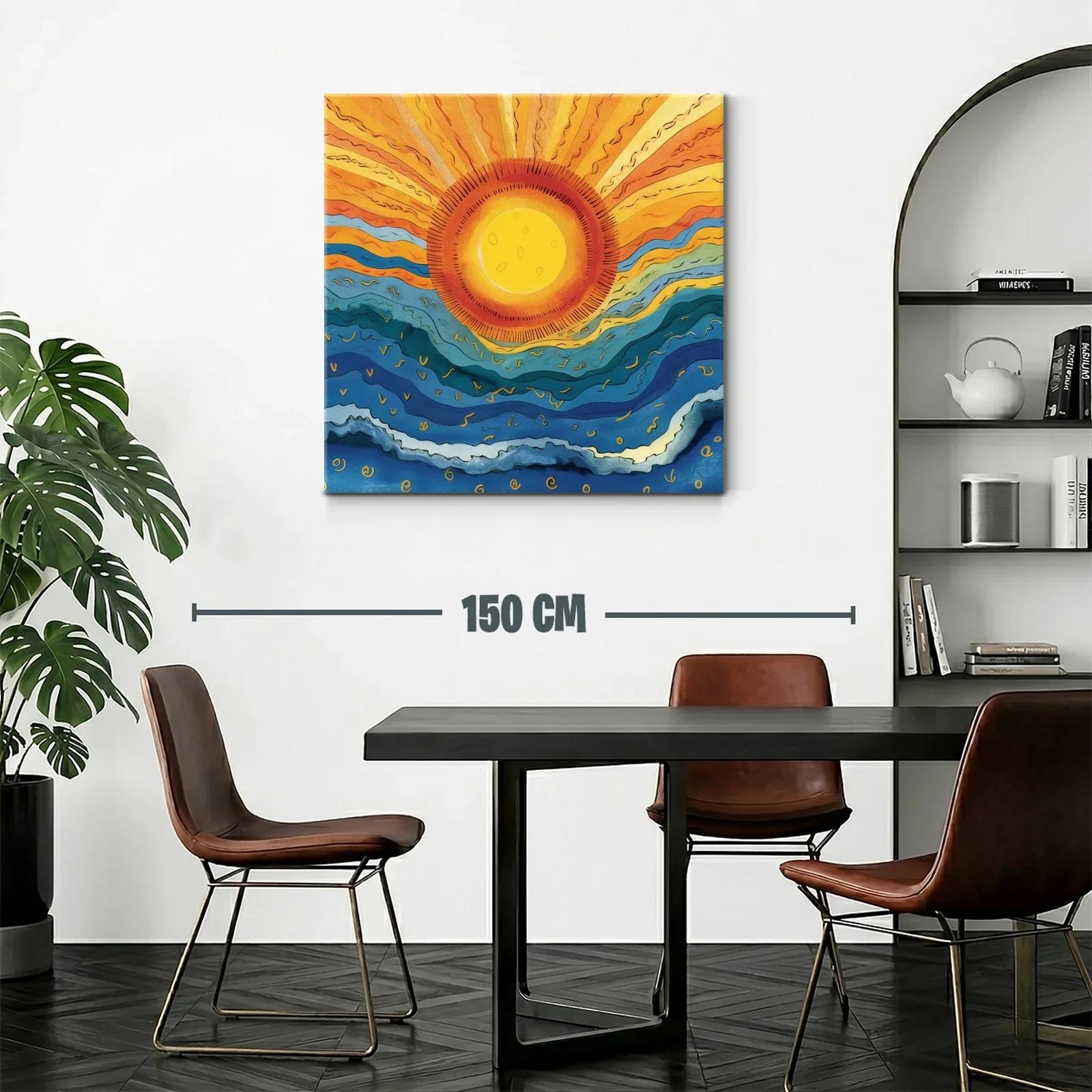 Arte abstracto con sol radiante y olas ondulantes — miniatura 2