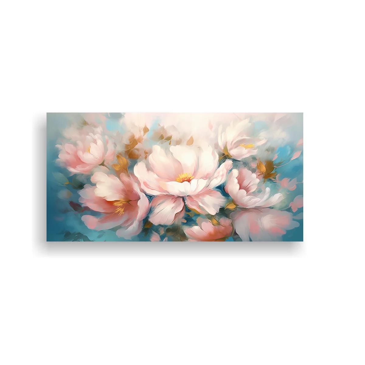 Cuadro peonías rosadas con centros amarillos