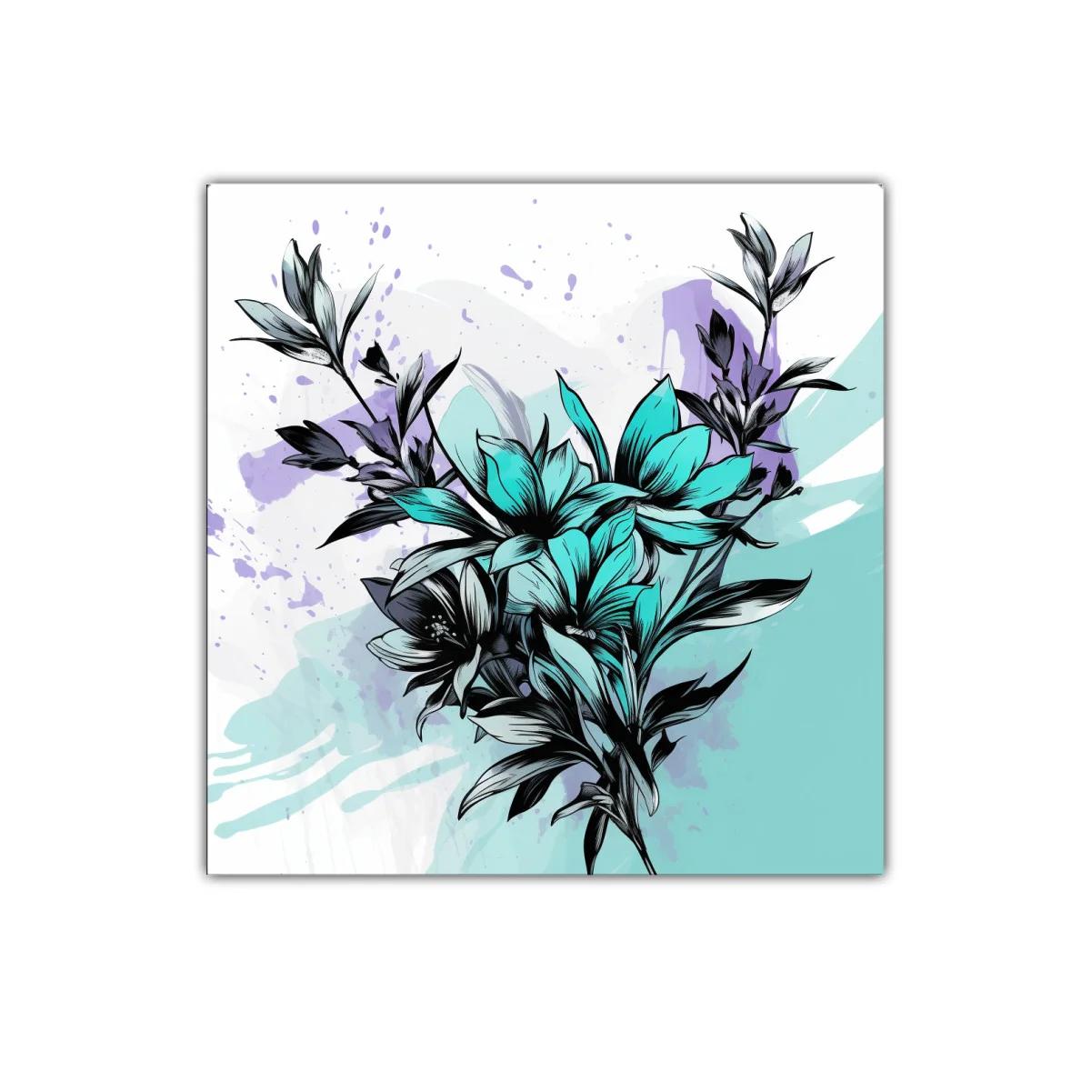 Ramo de flores con toques turquesa y lavanda vibrante — imagen principal