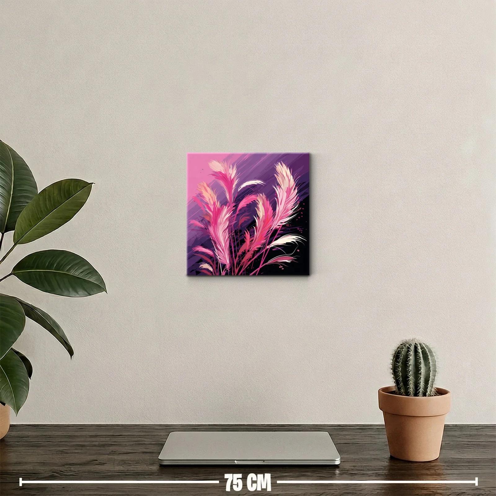 Cuadro decorativo con plumas en tonos rosas y violetas — miniatura 2