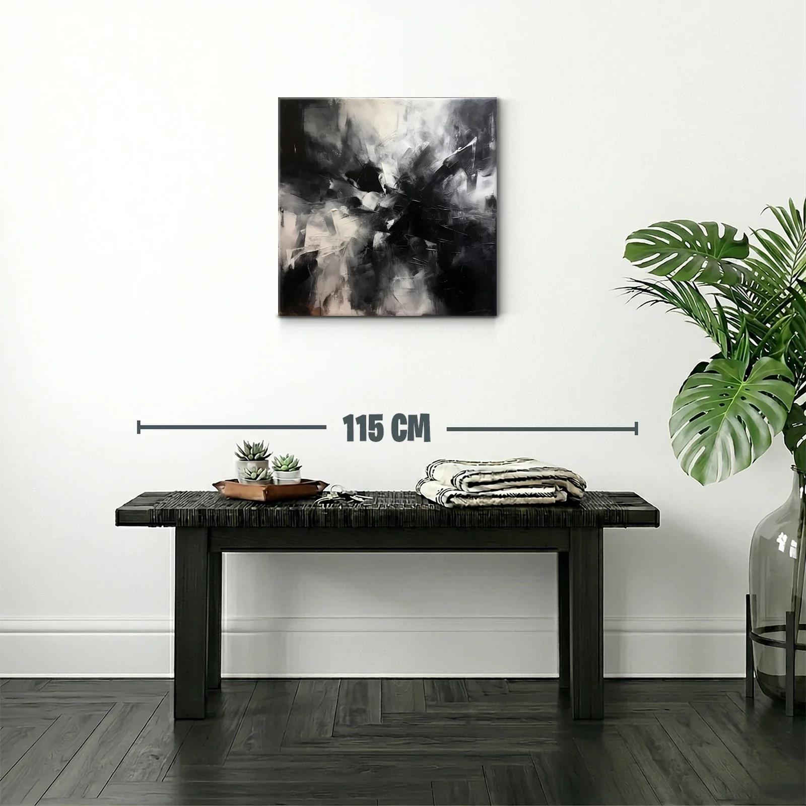 Cuadro abstracto en blanco y negro con impacto visual — miniatura 2