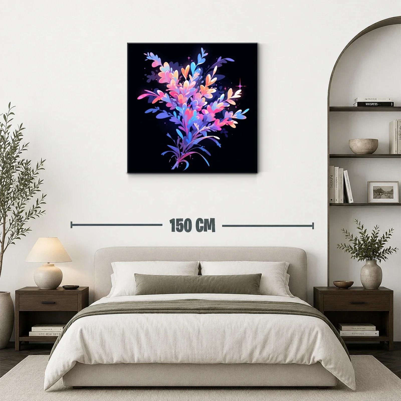 Cuadro abstracto en tonos rosas y azules vibrantes — miniatura 3
