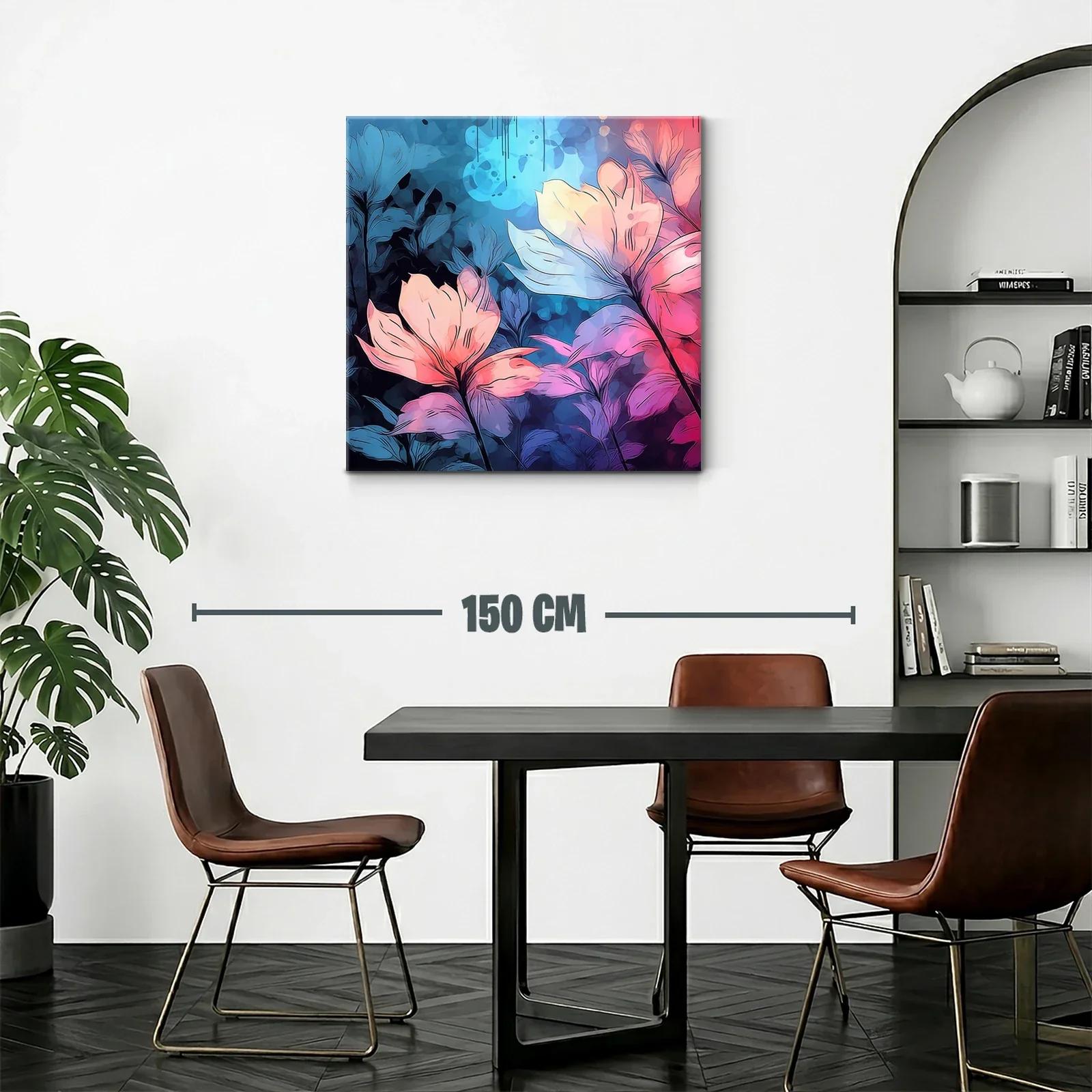 Flores vibrantes en tonos rosa y azul con estilo moderno — miniatura 2