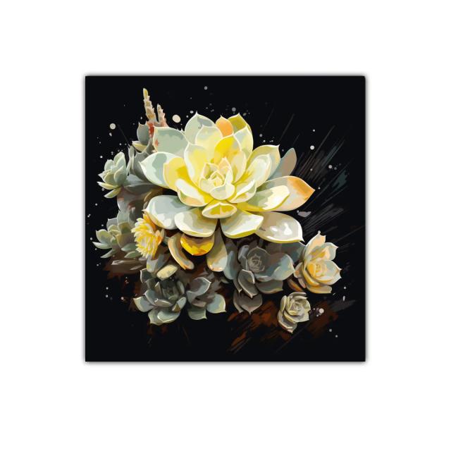 Cuadro decorativo con suculentas en tonos amarillos y verdes