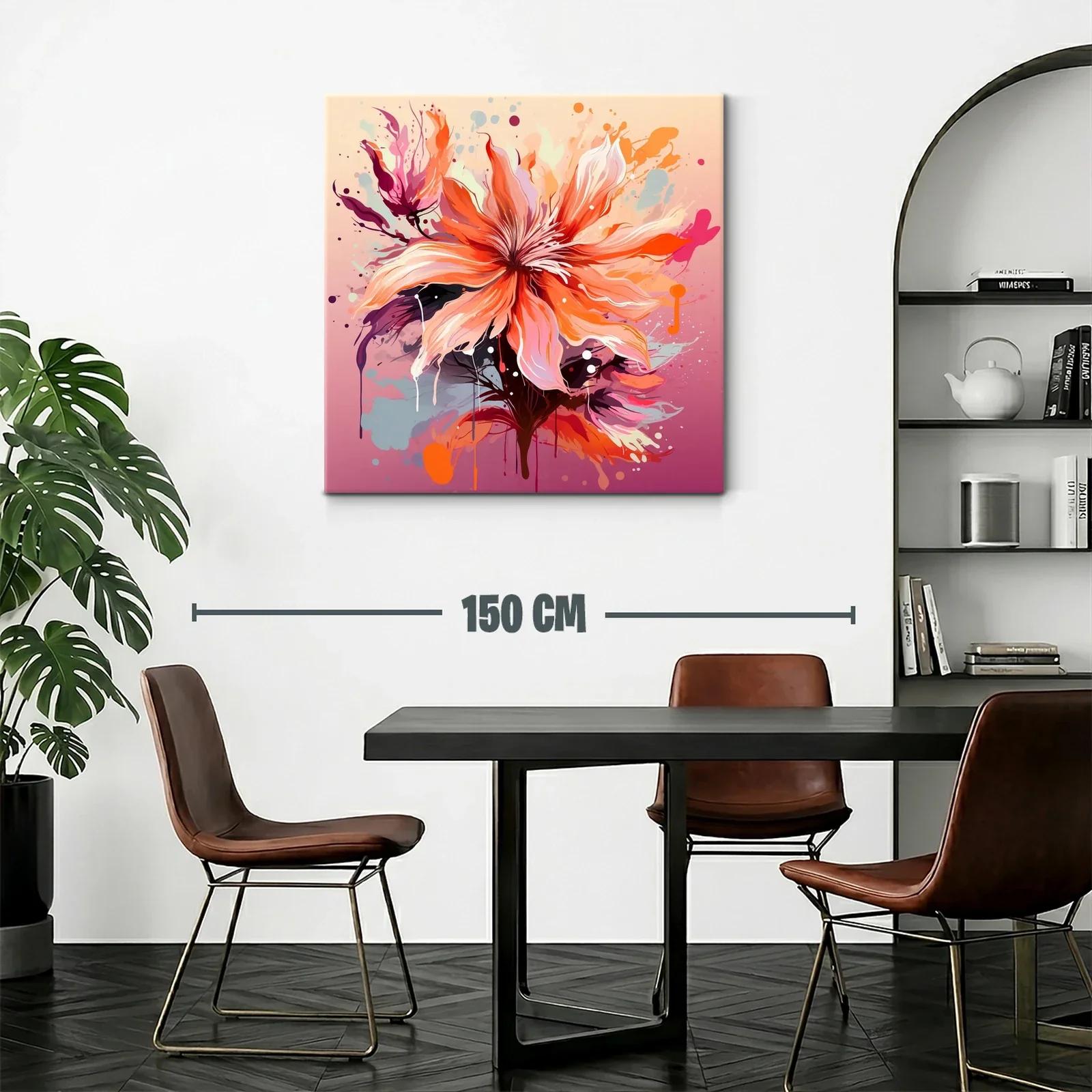 Cuadro floral vibrante con tonos cálidos y modernos — miniatura 2