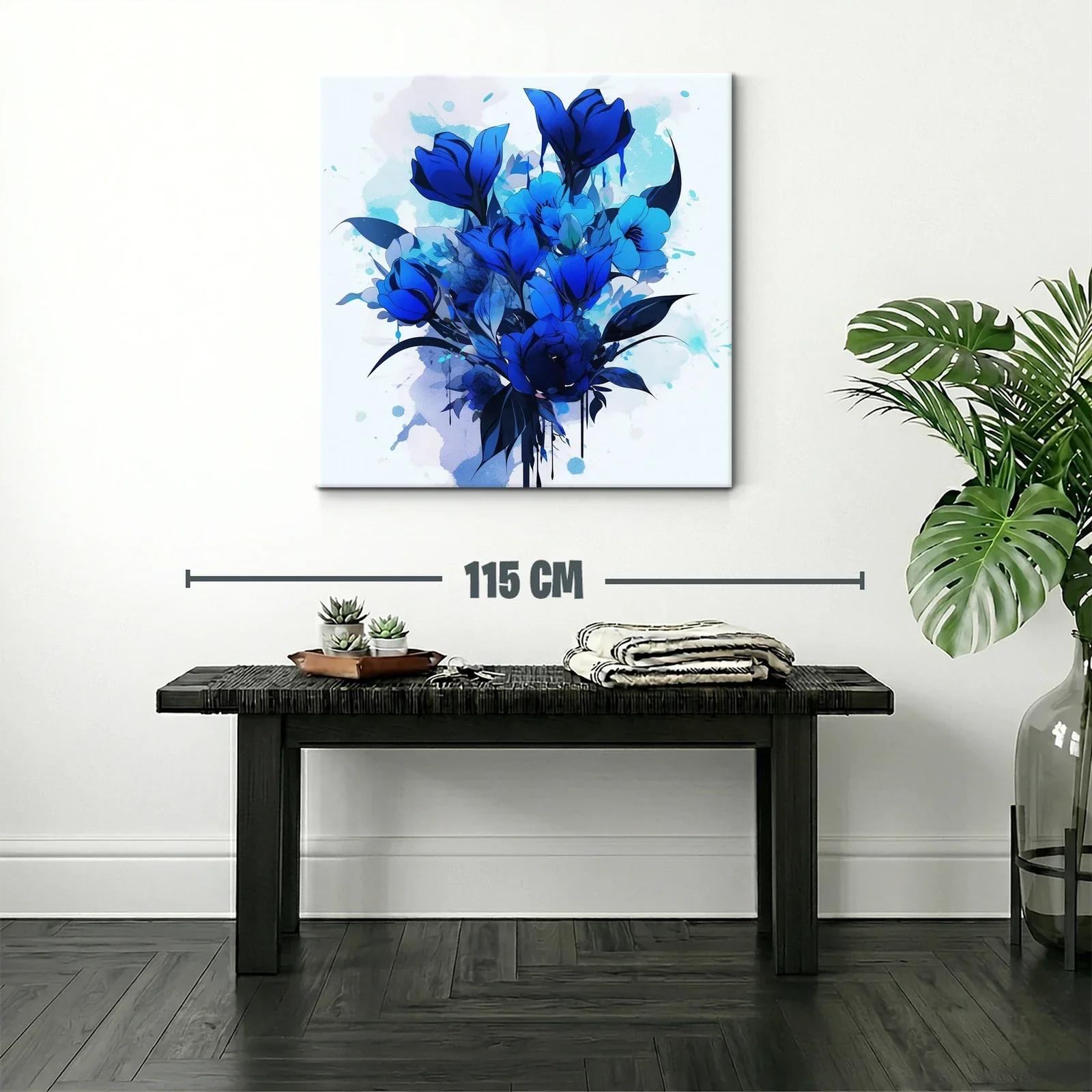 Ramo elegante de flores en tonos azules vibrantes — miniatura 2