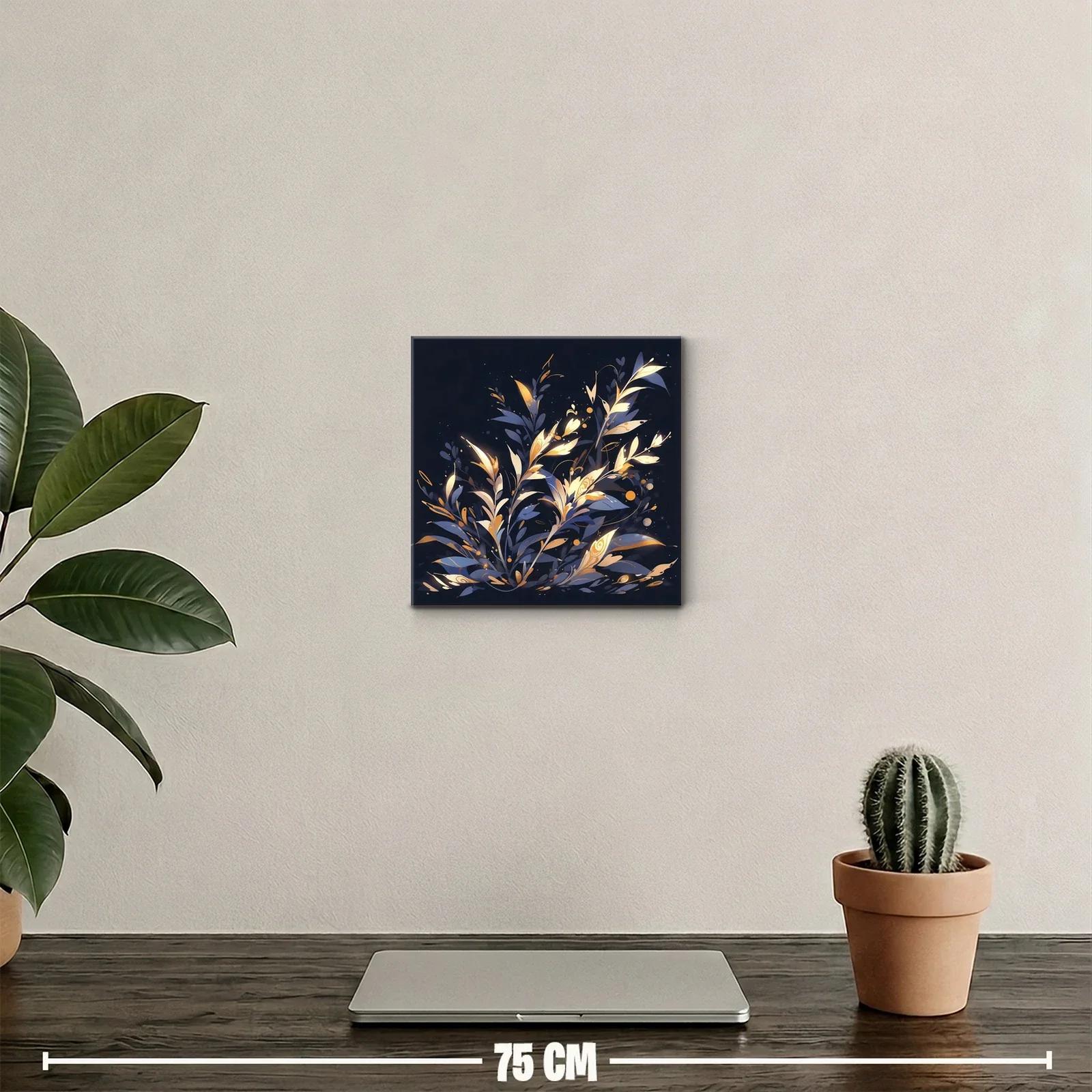 Composición floral con tonos dorados y azules en fondo oscuro — miniatura 2