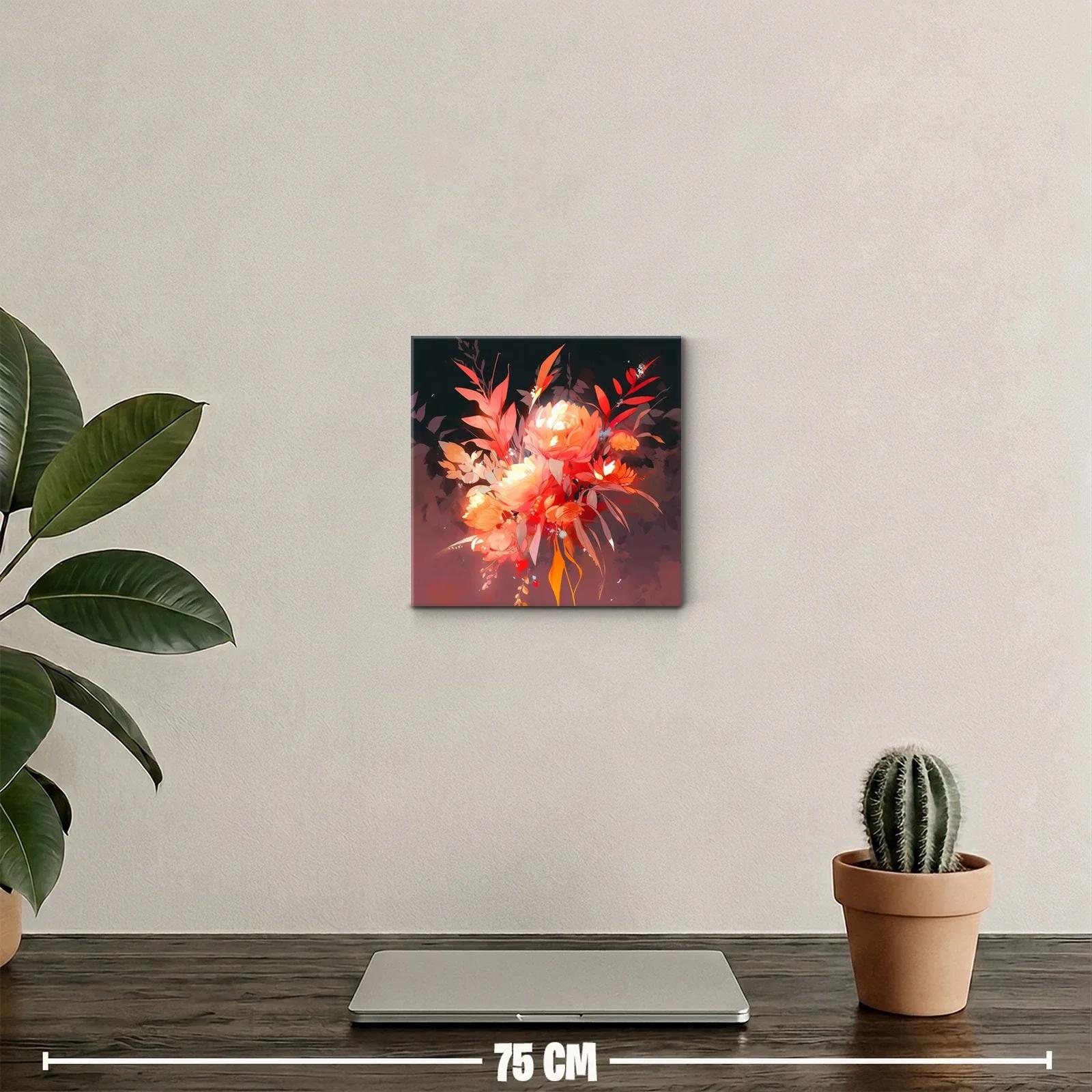 Cuadro decorativo con ramo floral en tonos cálidos — miniatura 2