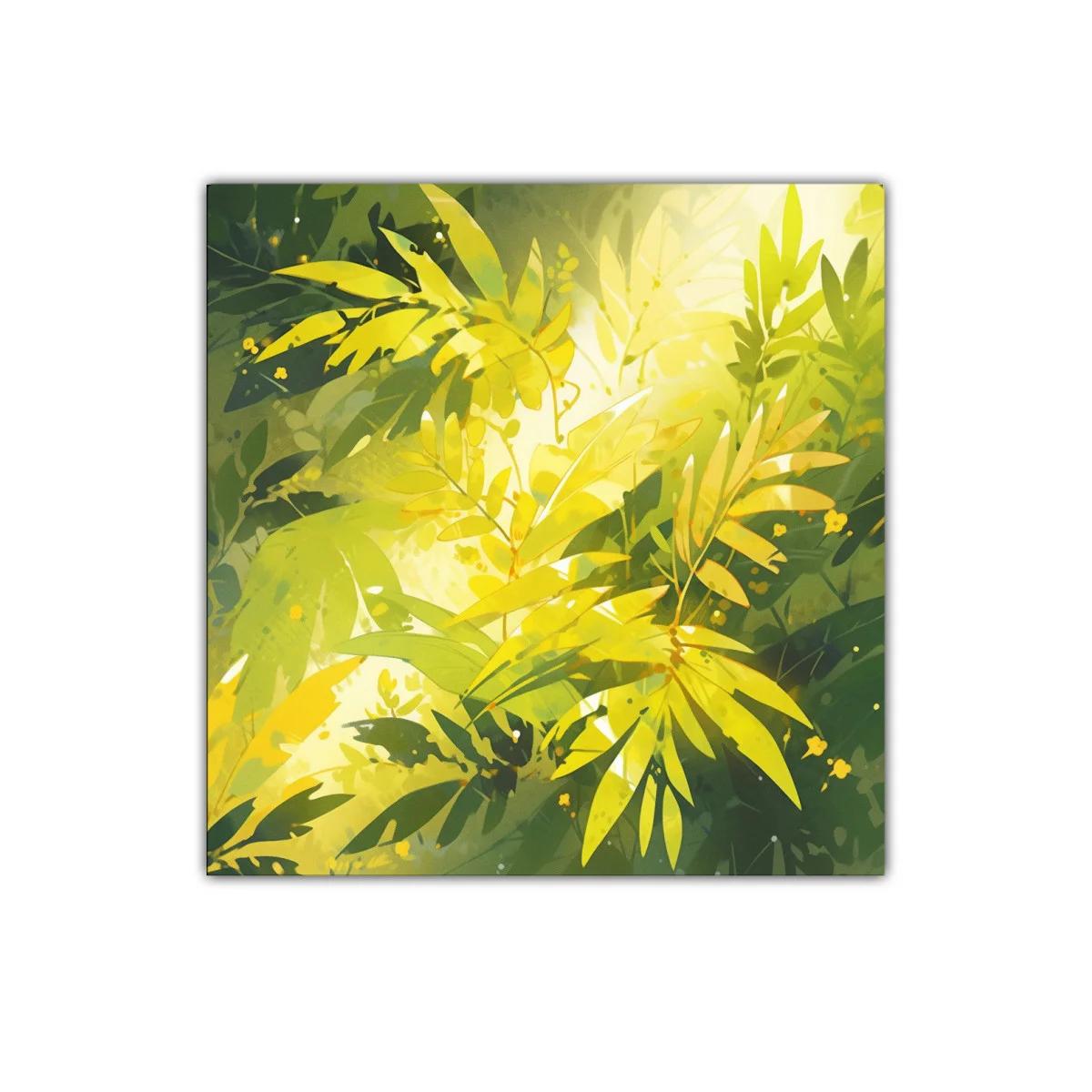 Cuadro decorativo con exuberante follaje en tonos verdes y amarillos — imagen principal