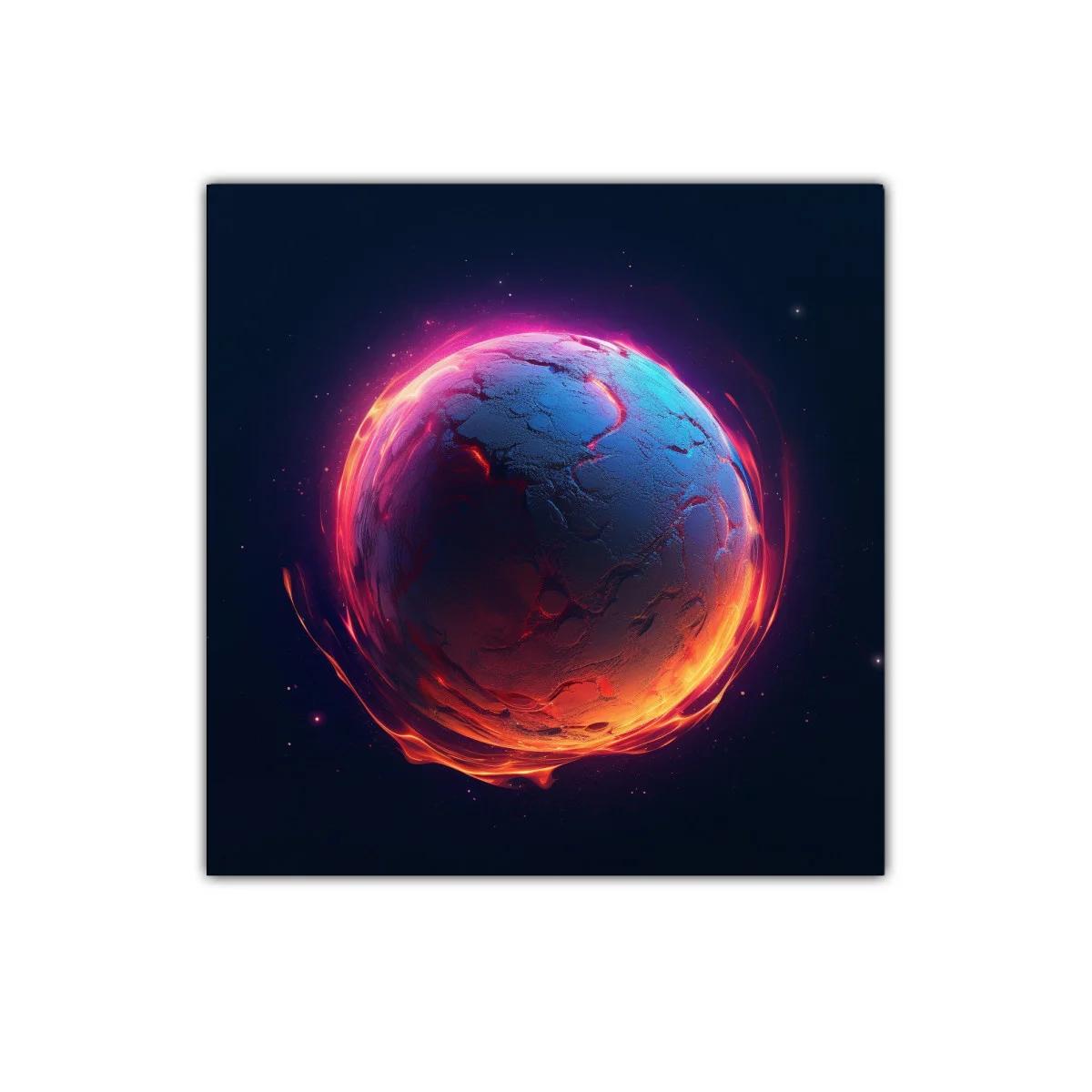 Planeta incandescente con texturas vibrantes y energía dinámica — imagen principal