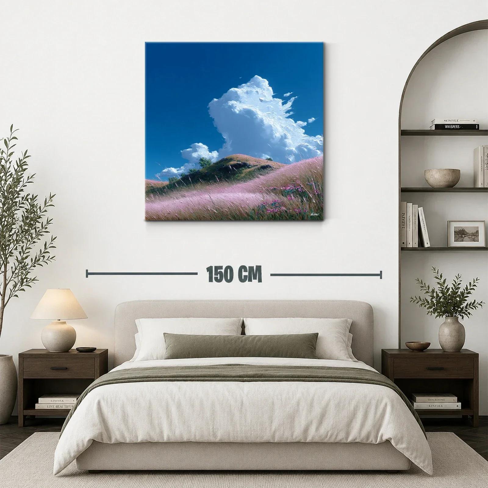 Paisaje sereno con pradera y nubes blancas en cielo azul — miniatura 3