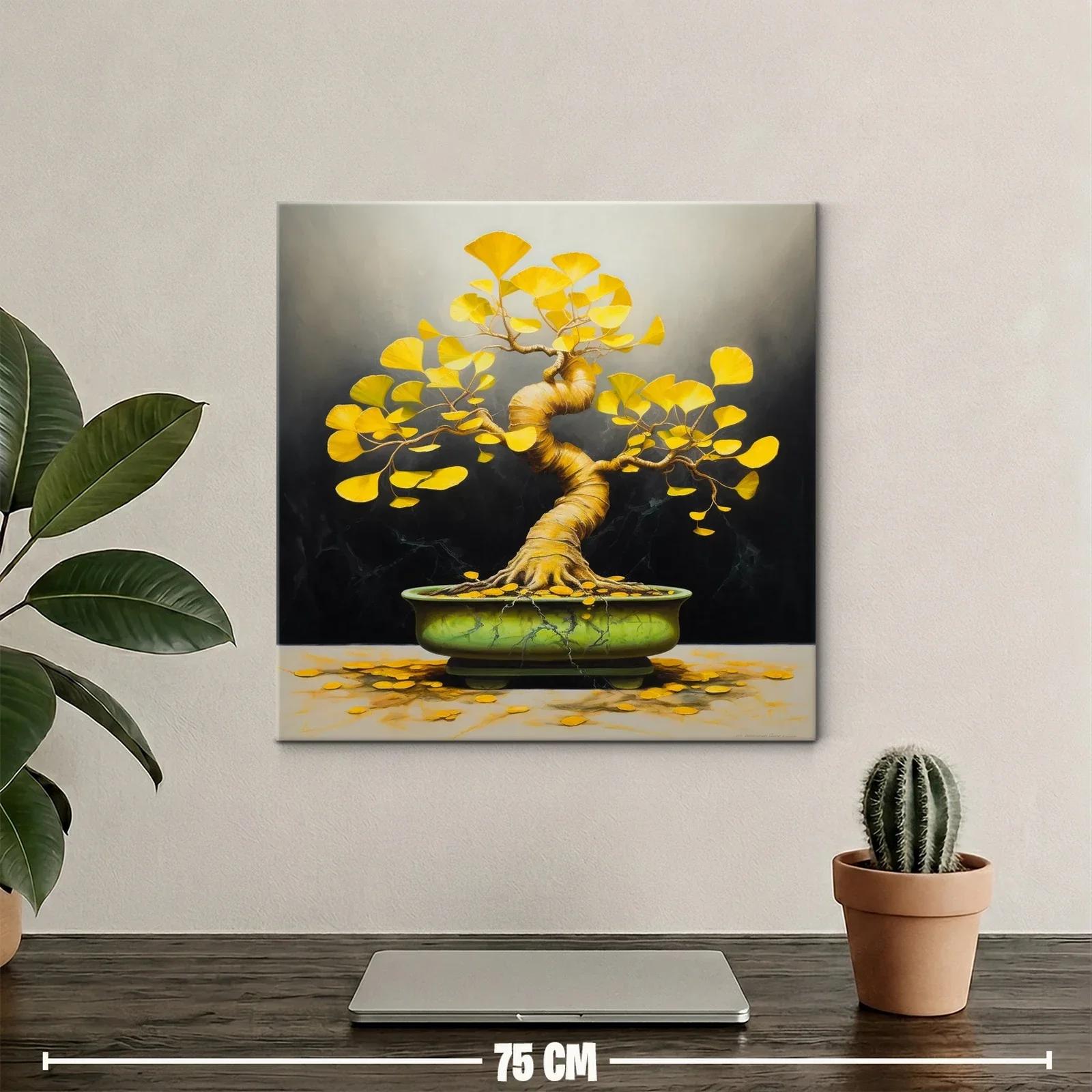Árbol de Ginkgo con hojas doradas y maceta verde — miniatura 2