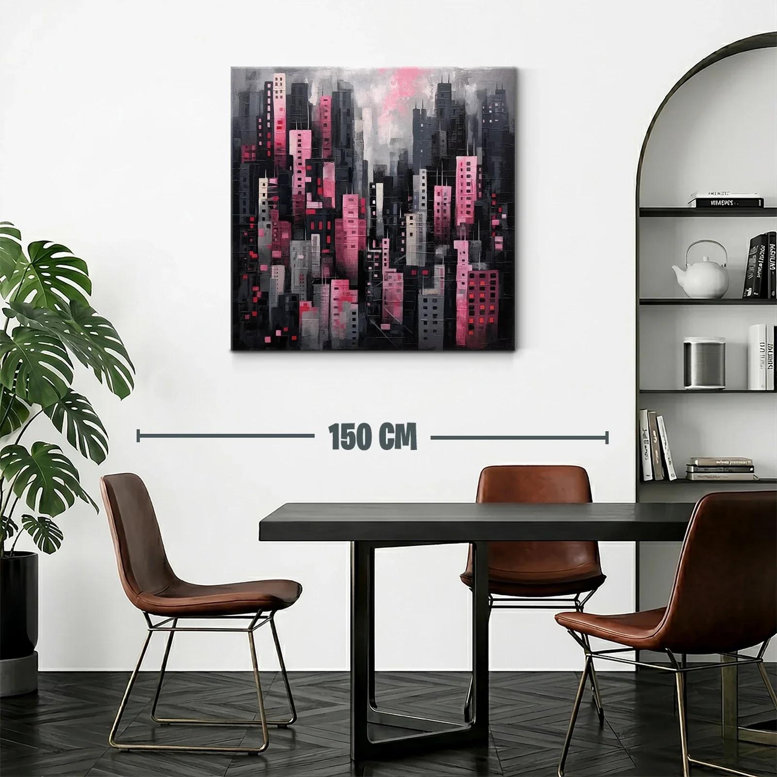 Ciudad nocturna en tonos rosas y grises modernos — miniatura 2