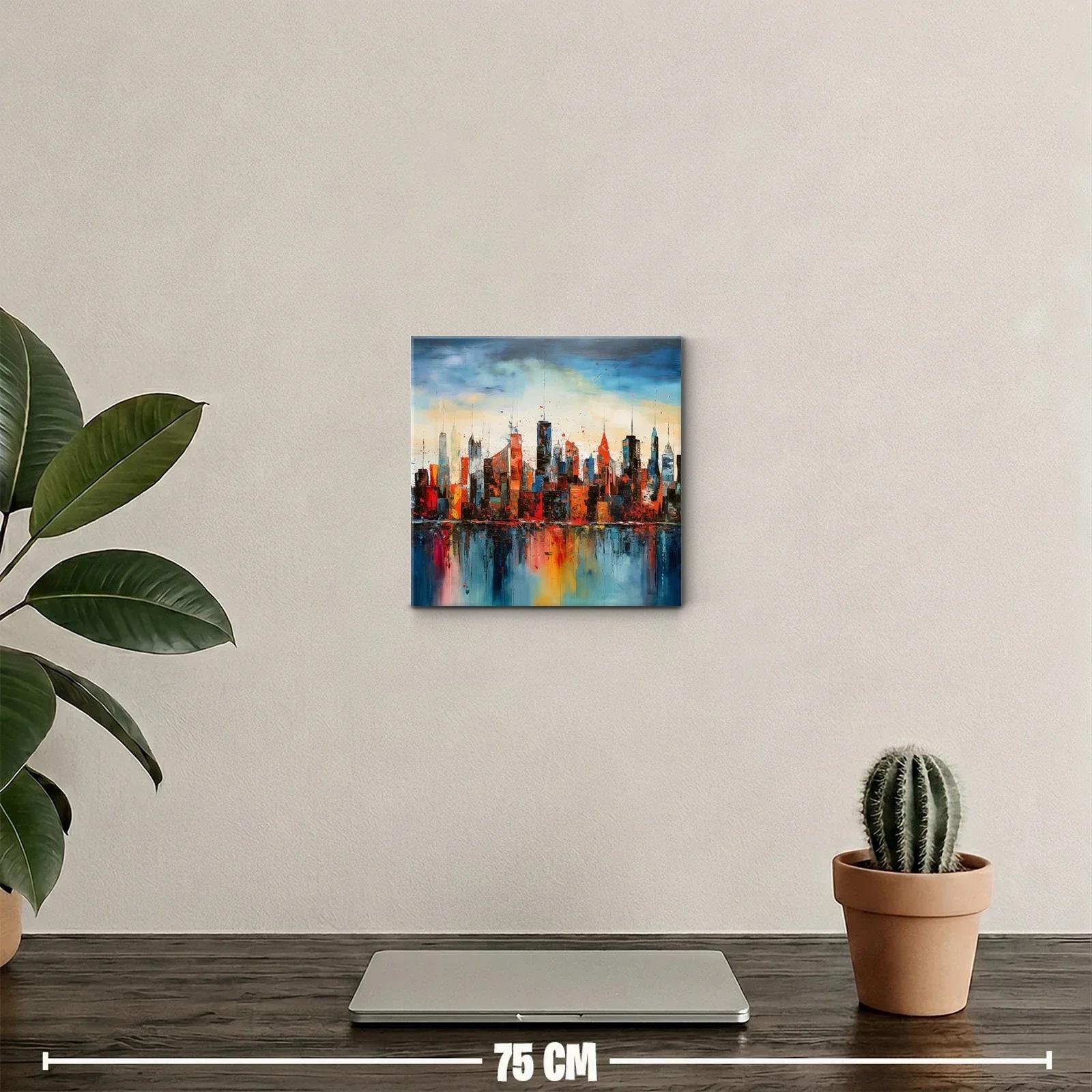 Vibrante ciudad de rascacielos con reflejos coloridos — miniatura 2