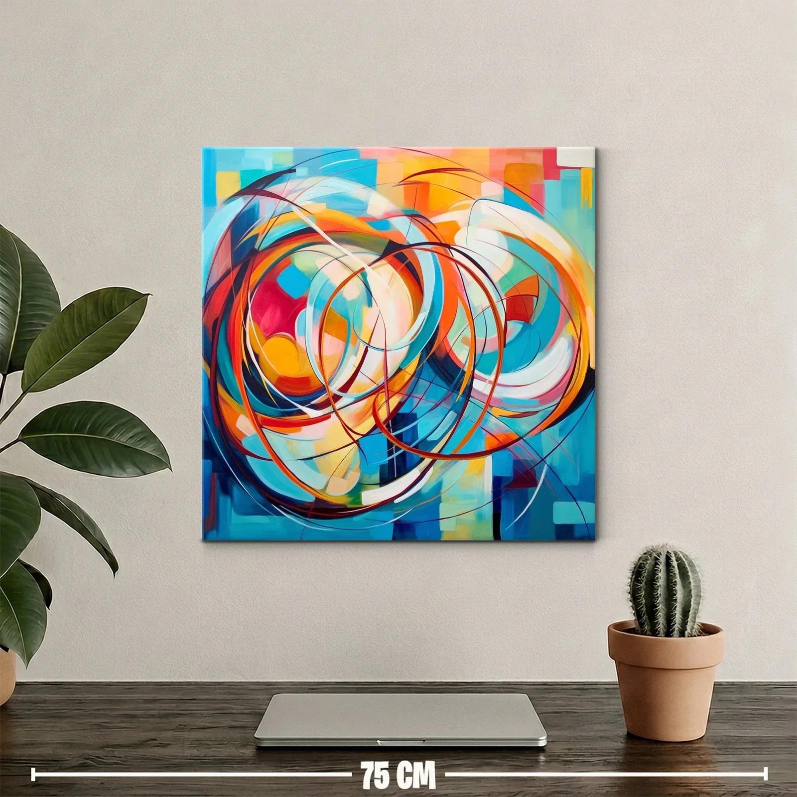 Cuadro abstracto con vibrantes círculos entrelazados — miniatura 2