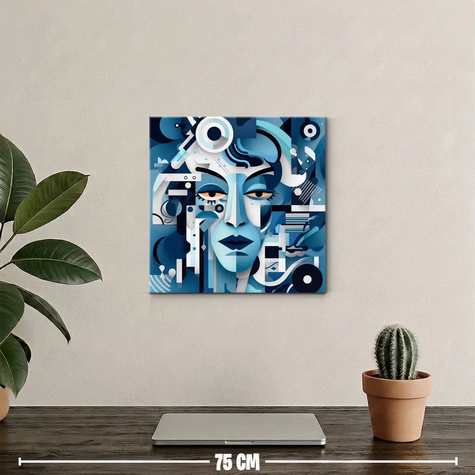 Rostro abstracto en tonos azules con estilo geométrico — miniatura 2