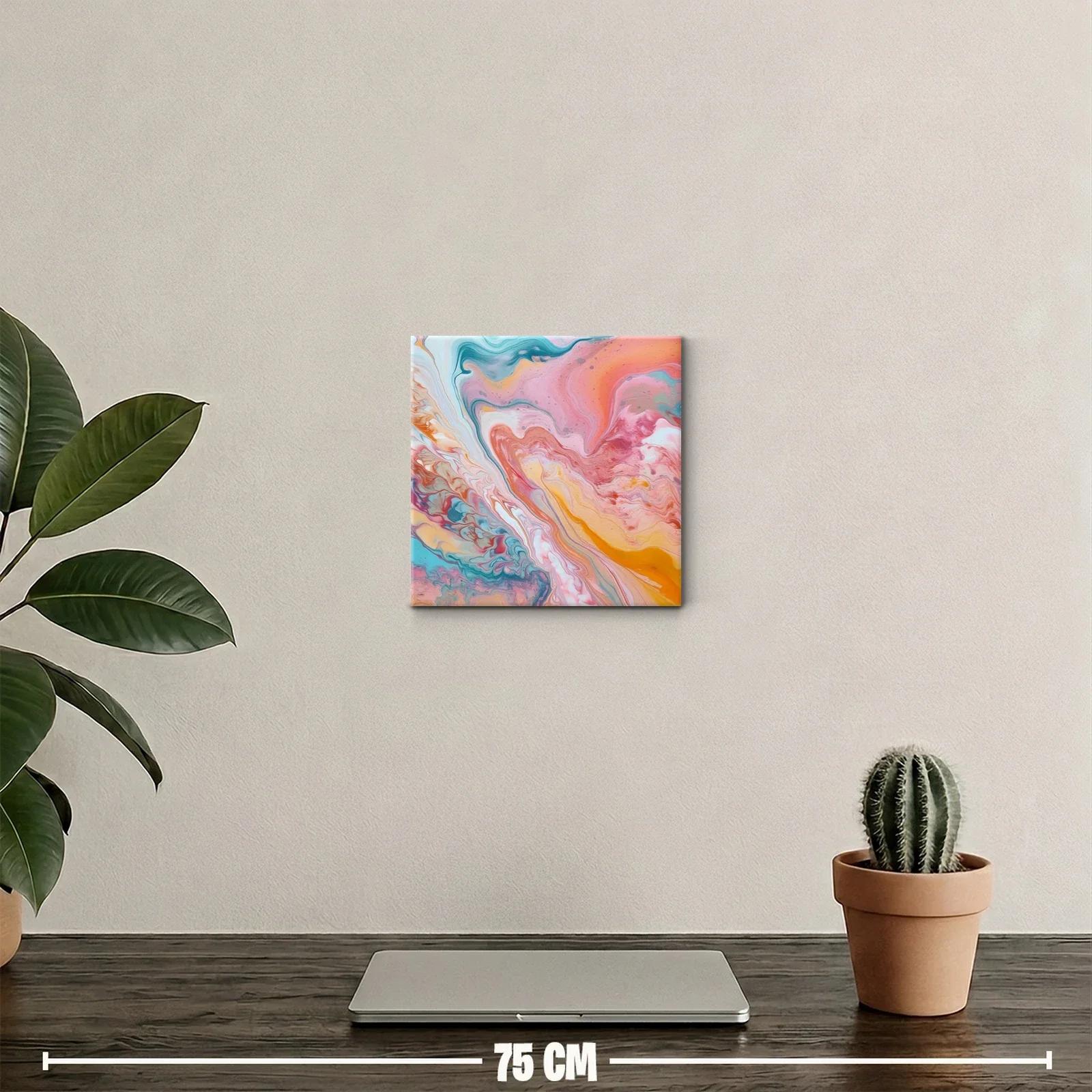 Cuadro abstracto con fluidos colores cálidos y fríos — miniatura 2