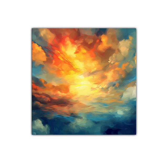 Atardecer vibrante con nubes iluminadas en tonos cálidos