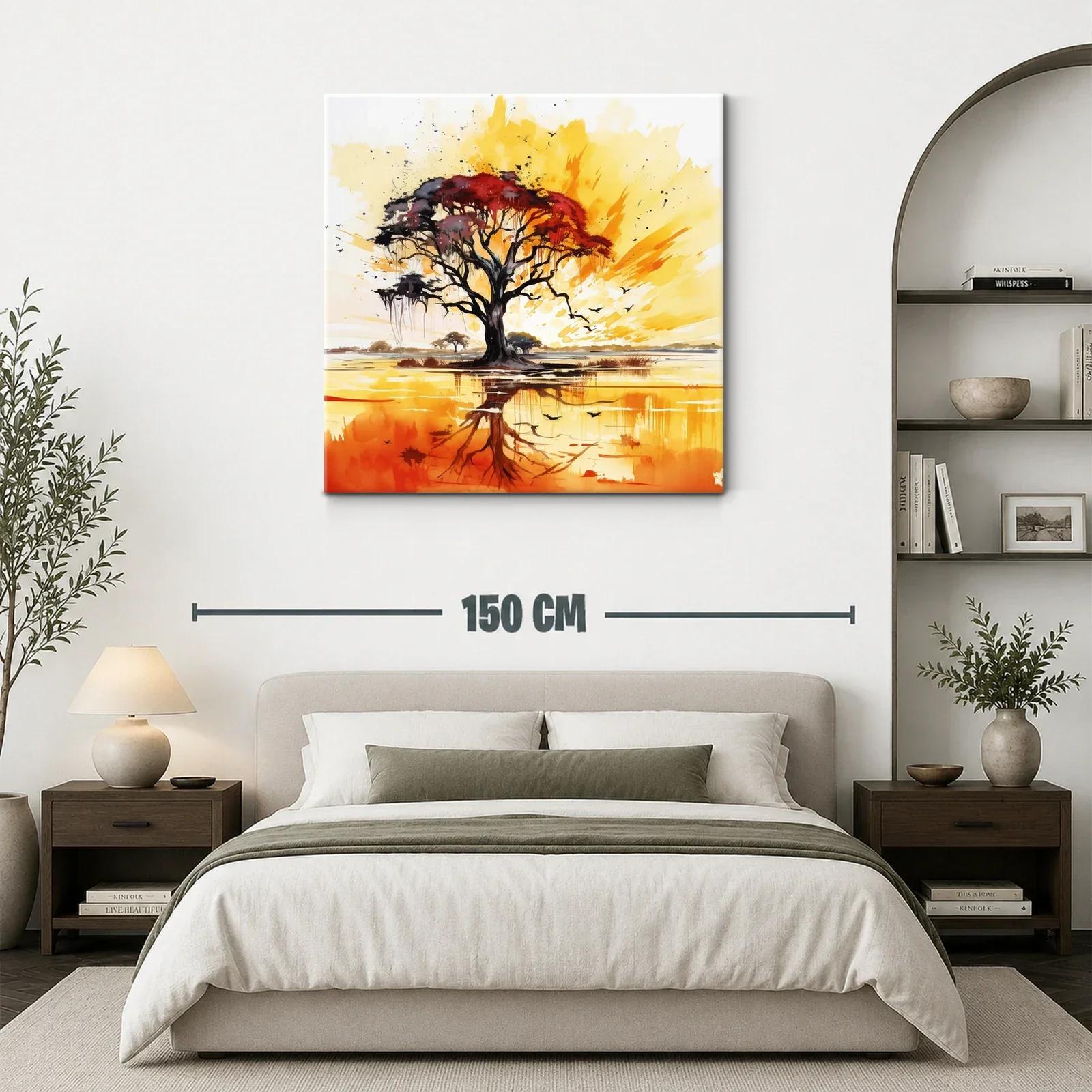 Árbol en atardecer vibrante con reflejos cálidos y elegantes — miniatura 3
