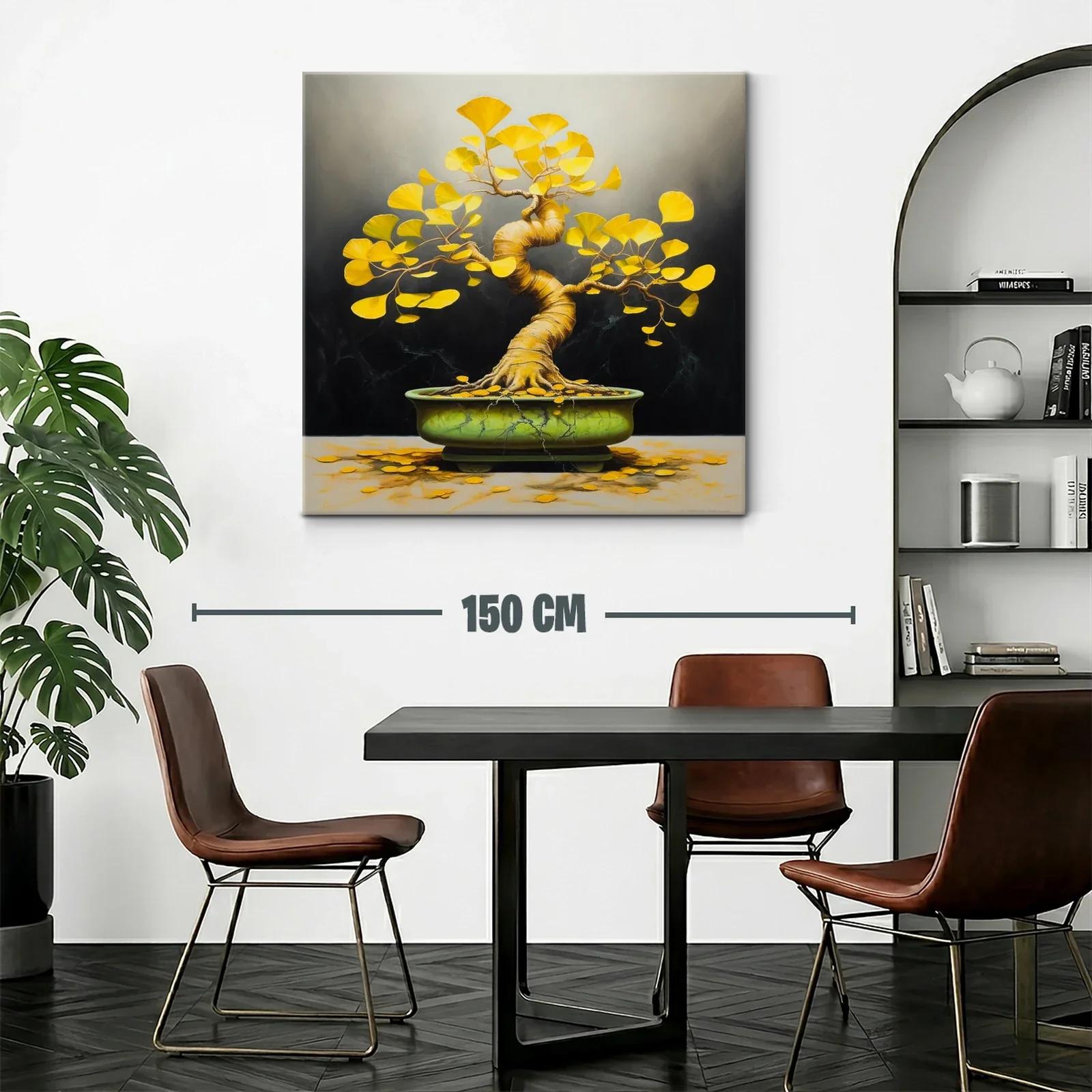 Árbol de Ginkgo con hojas doradas y maceta verde — miniatura 2