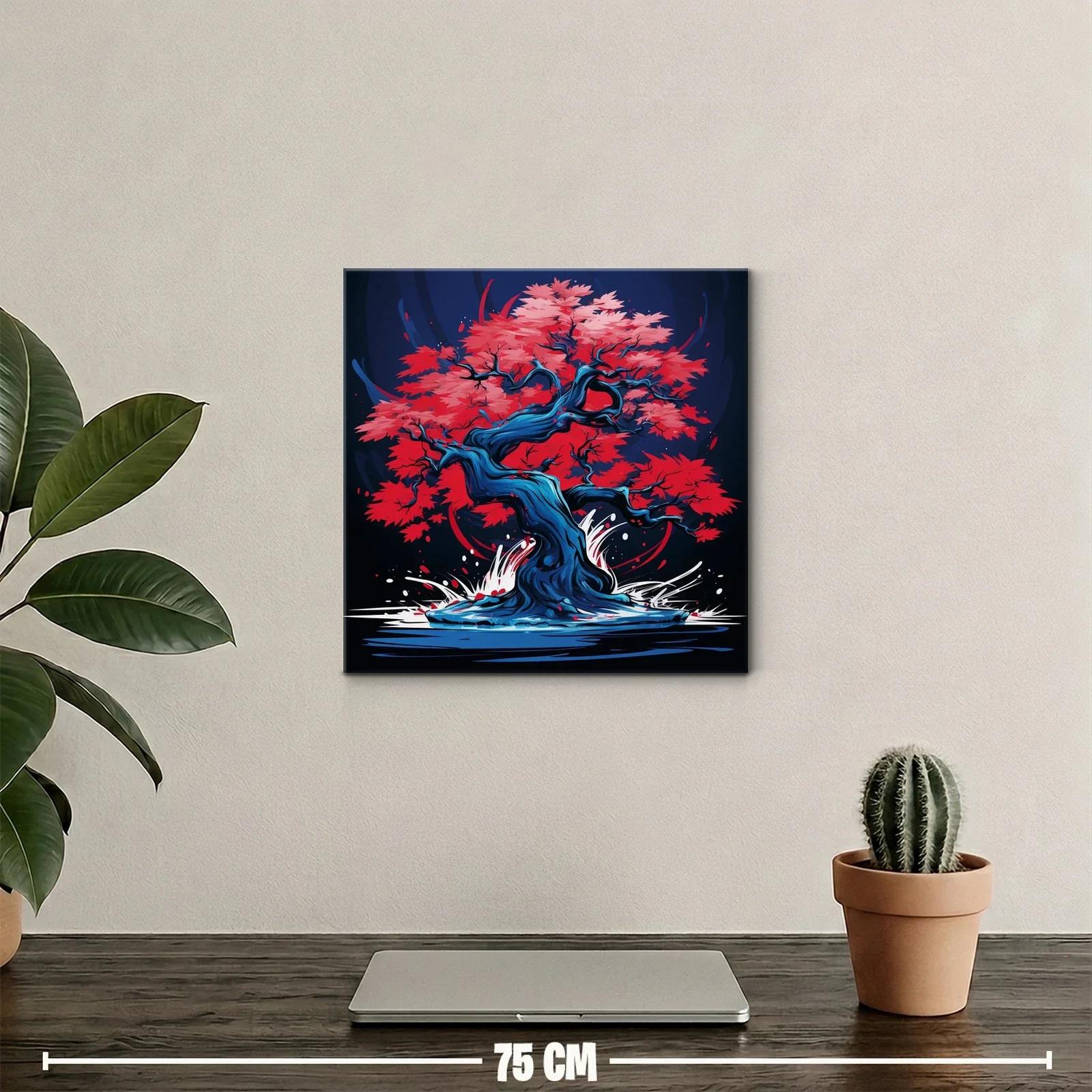 Árbol de otoño vibrante con tonos rojos y azules — miniatura 2