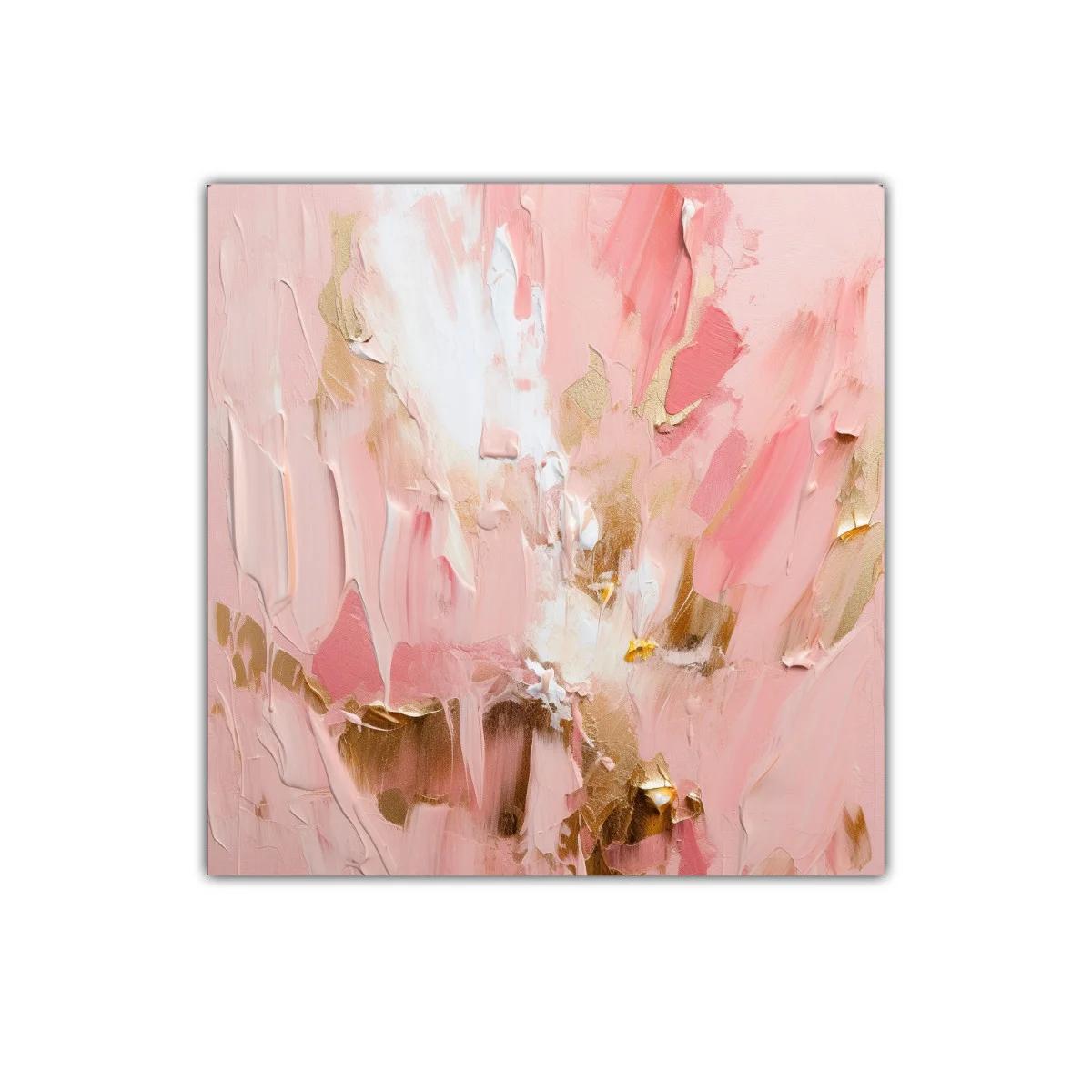 Cuadro abstracto en tonos rosas y dorados elegante
