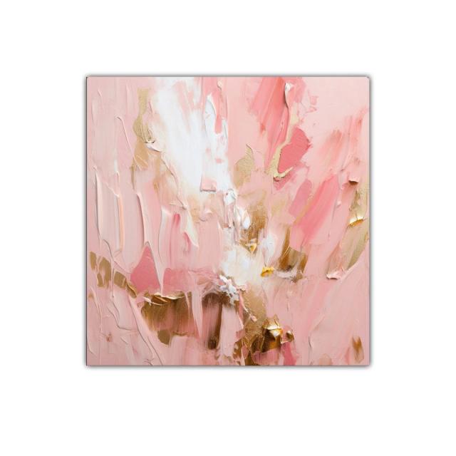 Cuadro abstracto en tonos rosas y dorados elegante