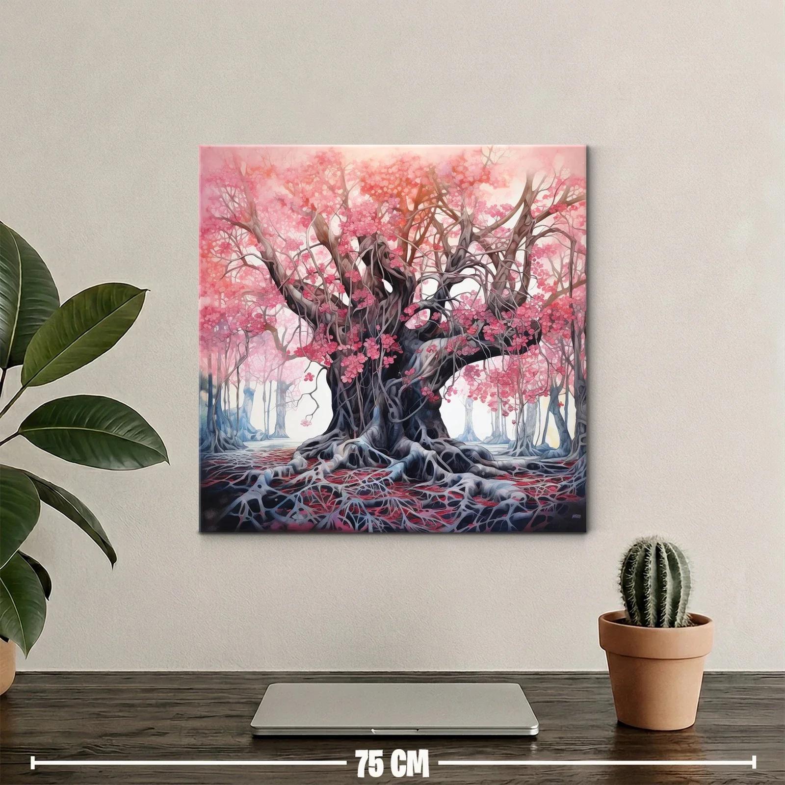 Árbol mágico con flores rosa en bosque encantado — miniatura 2