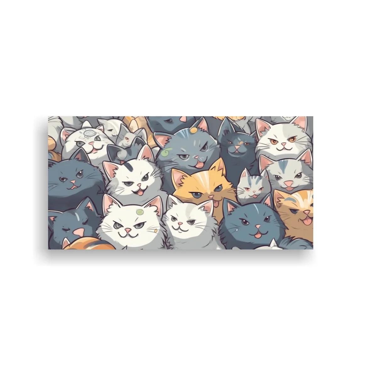 Cuadro grupo de gatos formando un patrón compacto