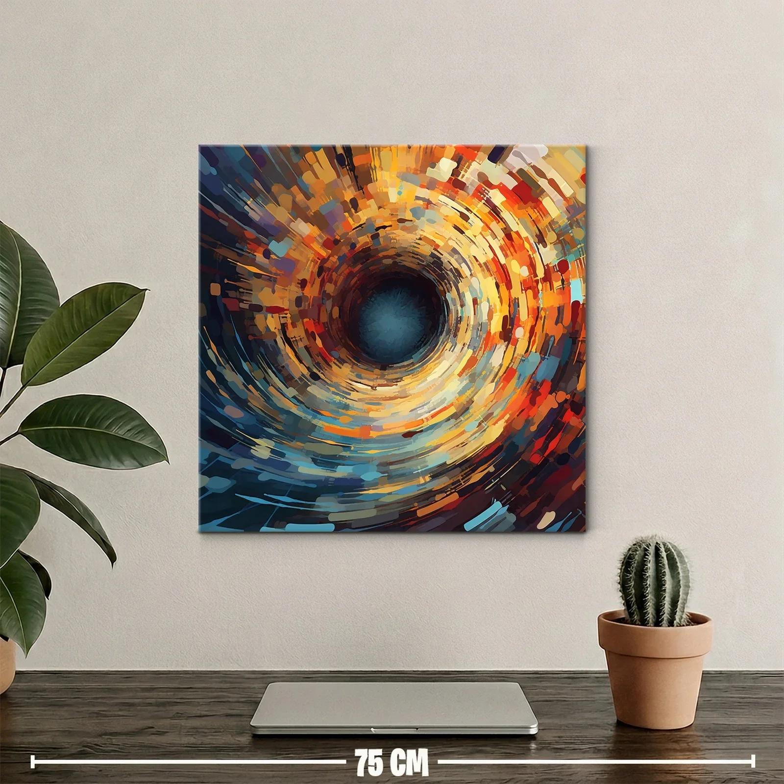 Cuadro abstracto de remolino en tonos cálidos y fríos — miniatura 2