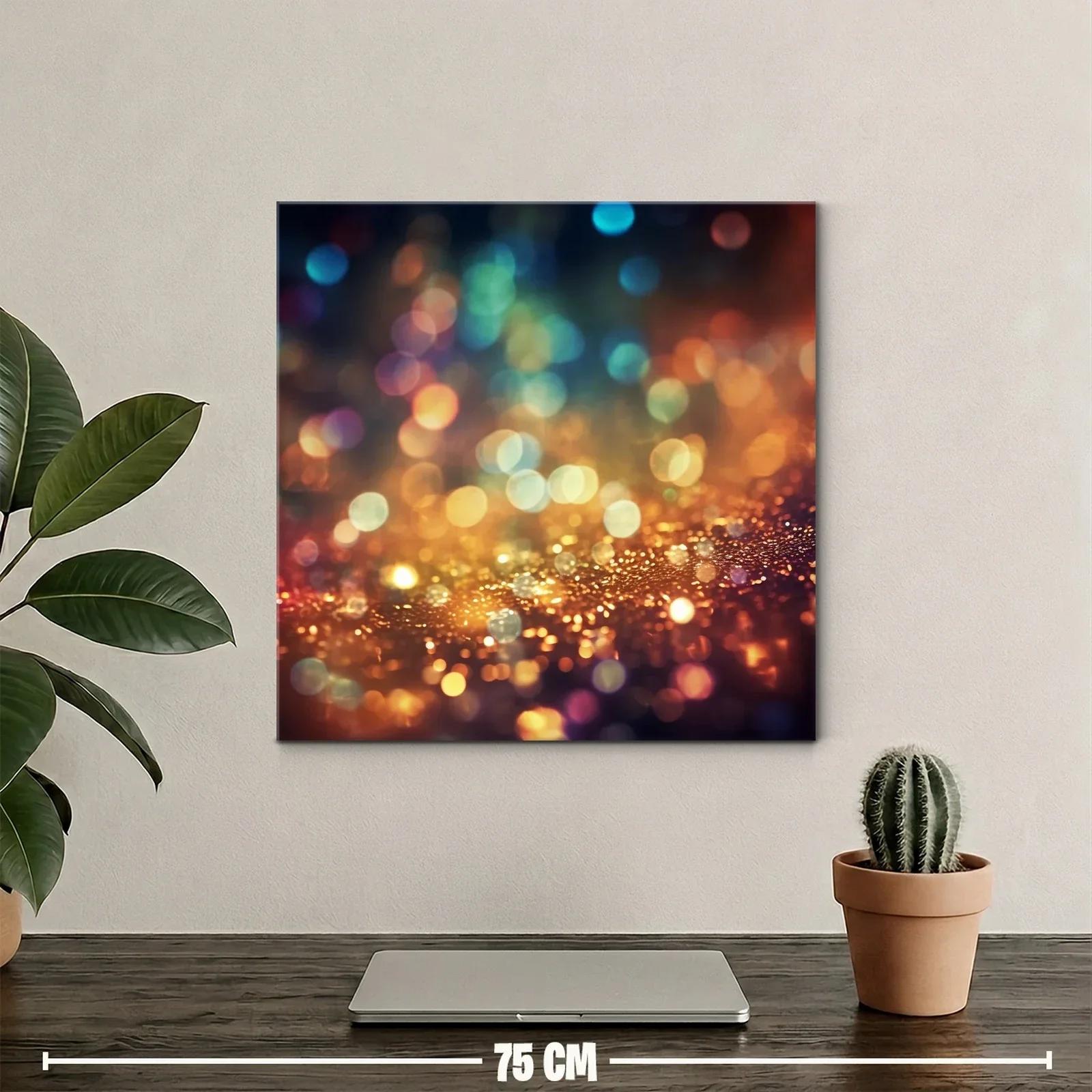 Cuadro abstracto de luces difusas en tonos cálidos y fríos — miniatura 2