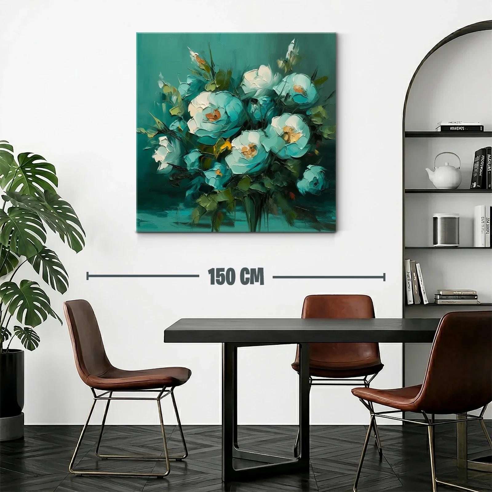 Cuadro floral en tonos verdes y azules suaves — miniatura 2